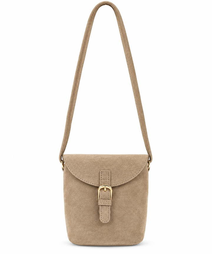 Mabel Faux Suede Messenger Bag Beige
