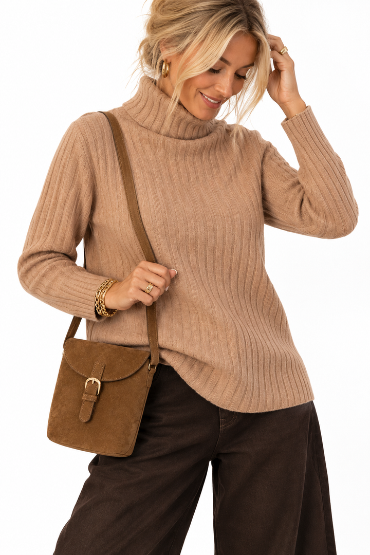Mabel Faux Suede Messenger Bag Tan