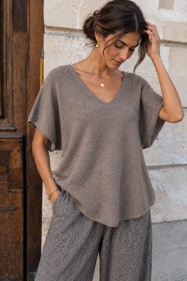 Anabelle Short Sleeved Jumper Mocha