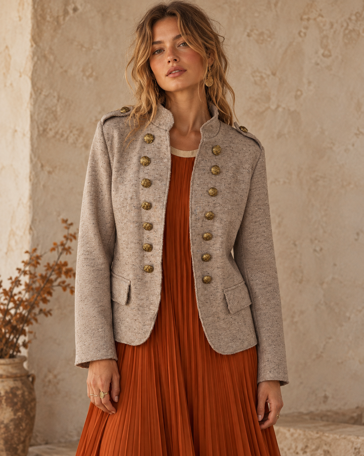Curved Edge Military Jacket Latte