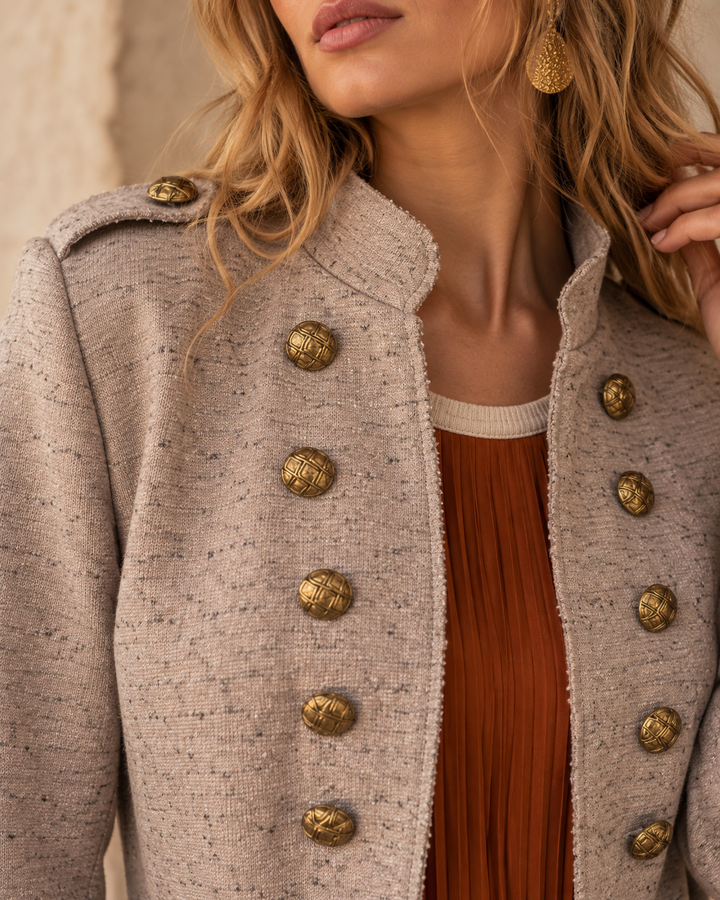 Curved Edge Military Jacket Latte