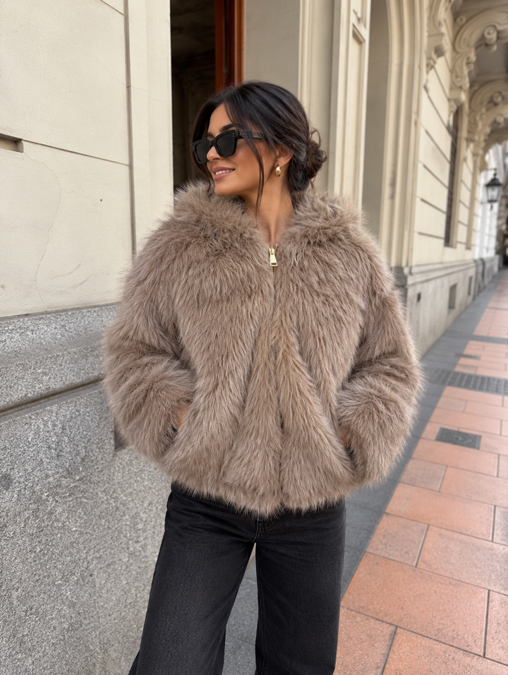 Lumi Luxe Hooded Jacket Latte