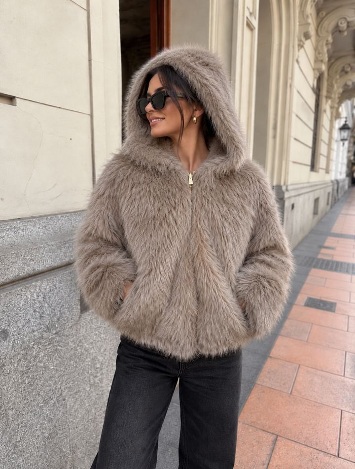 Lumi Luxe Hooded Jacket Latte