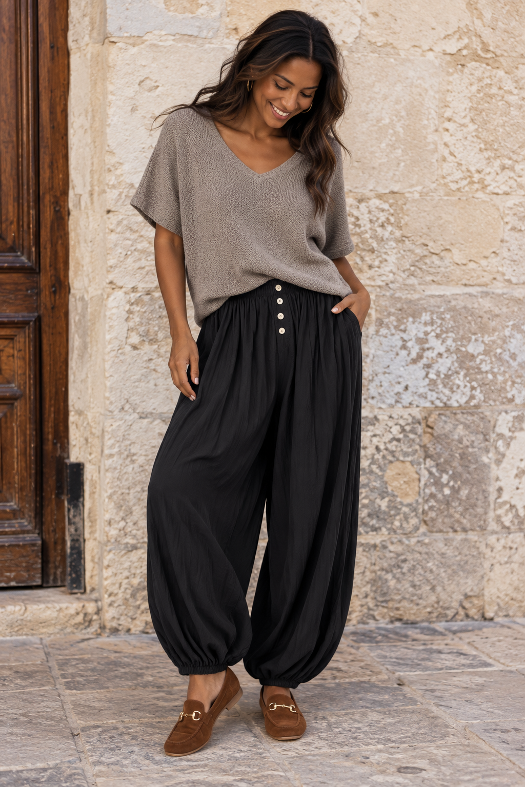 Mariah Balloon Leg Trousers Black