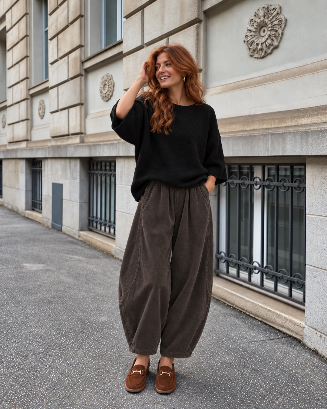 Tamara Needlecord Pocket Trouser Chocolate