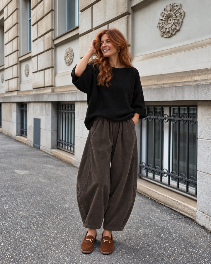 Tamara Needlecord Pocket Trouser Chocolate