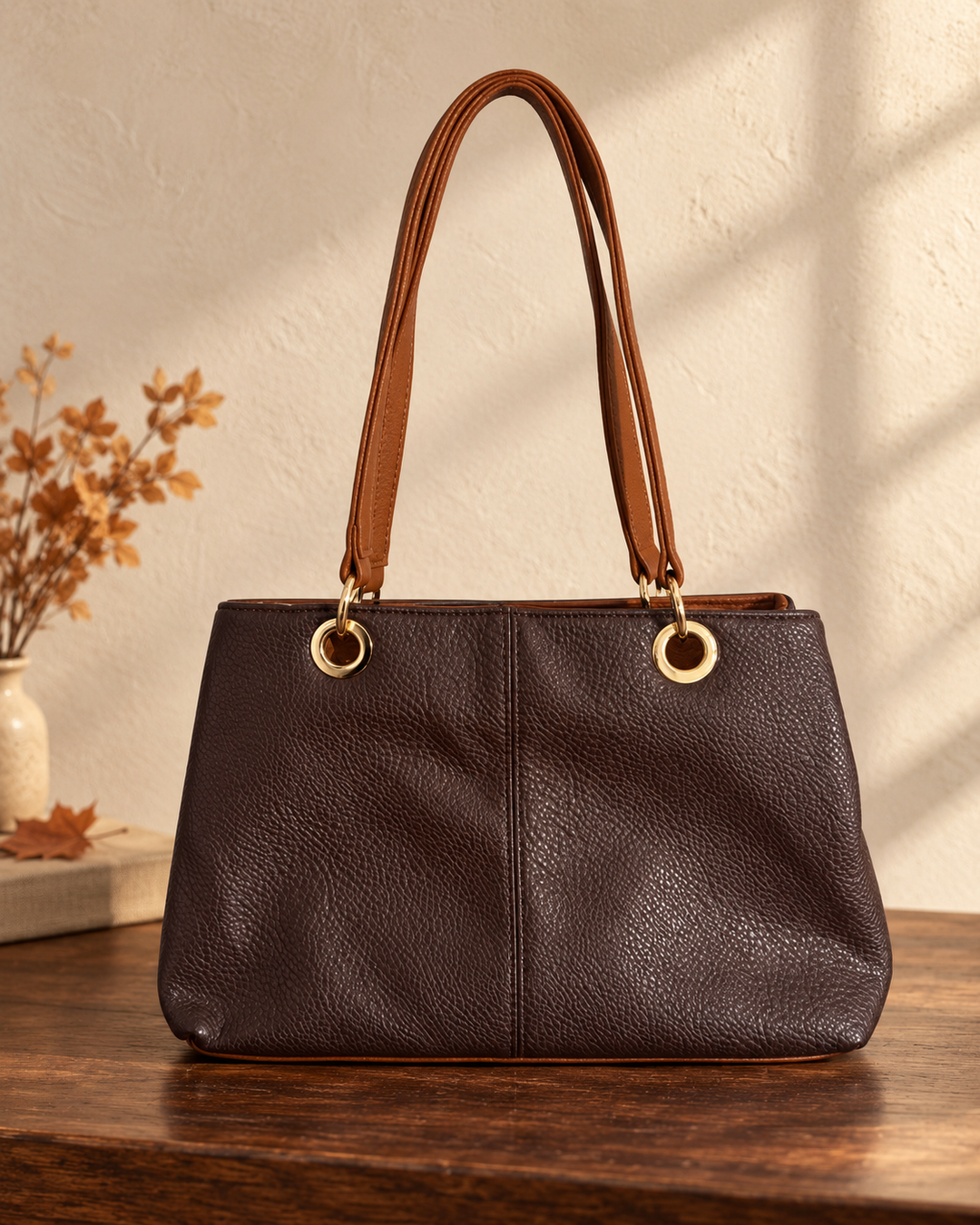 Erin Two Tone Handbag Choc/Tan
