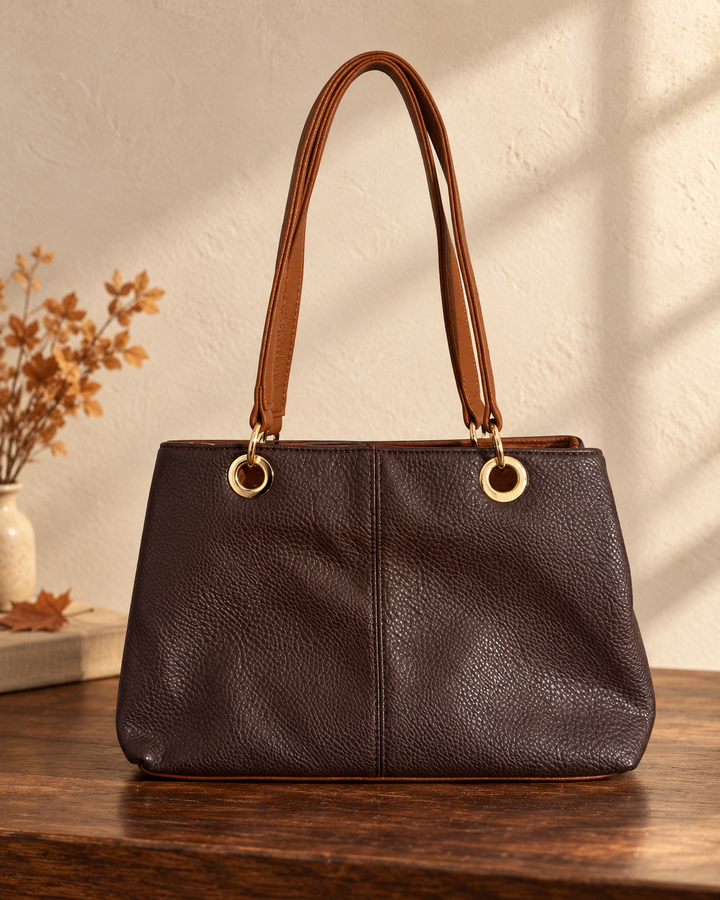 Erin Two Tone Handbag Choc/Tan