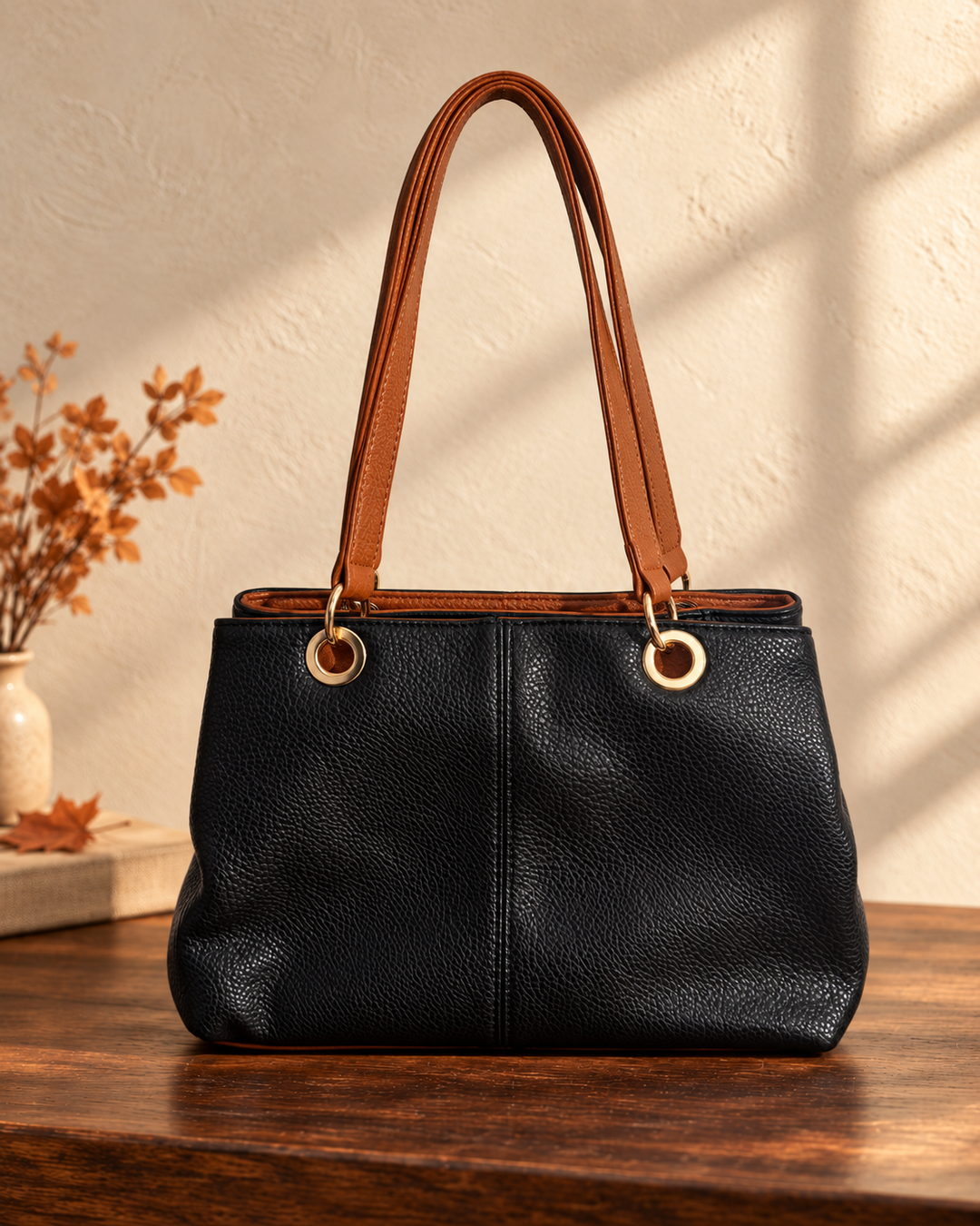 Erin Two Tone Handbag Black/Tan
