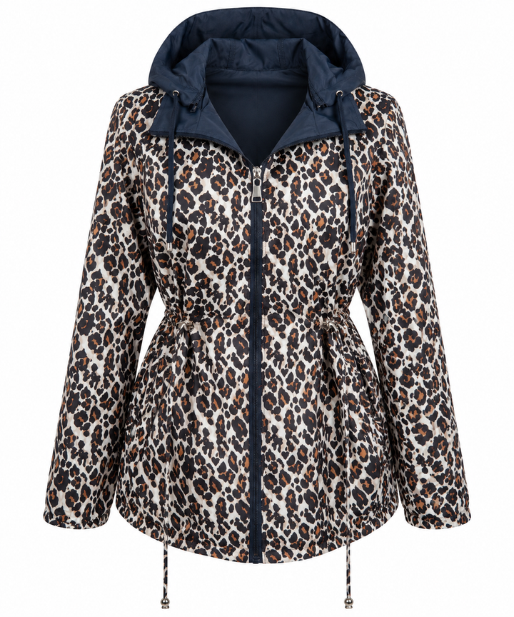 Reversible Leopard Raincoat Navy