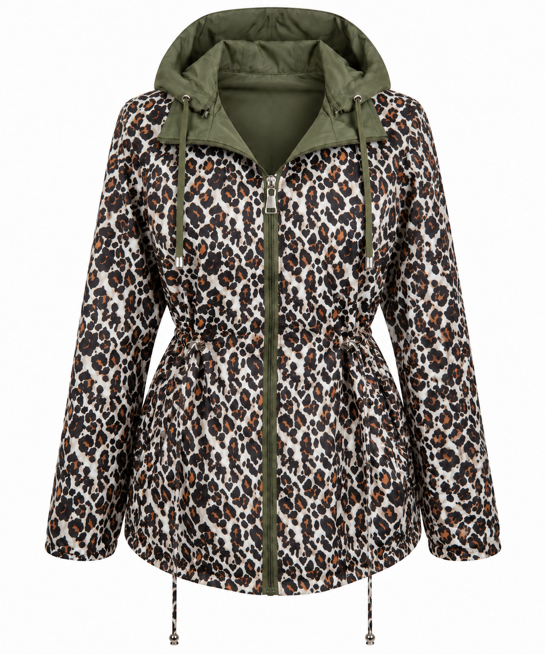 Reversible Leopard Raincoat Khaki