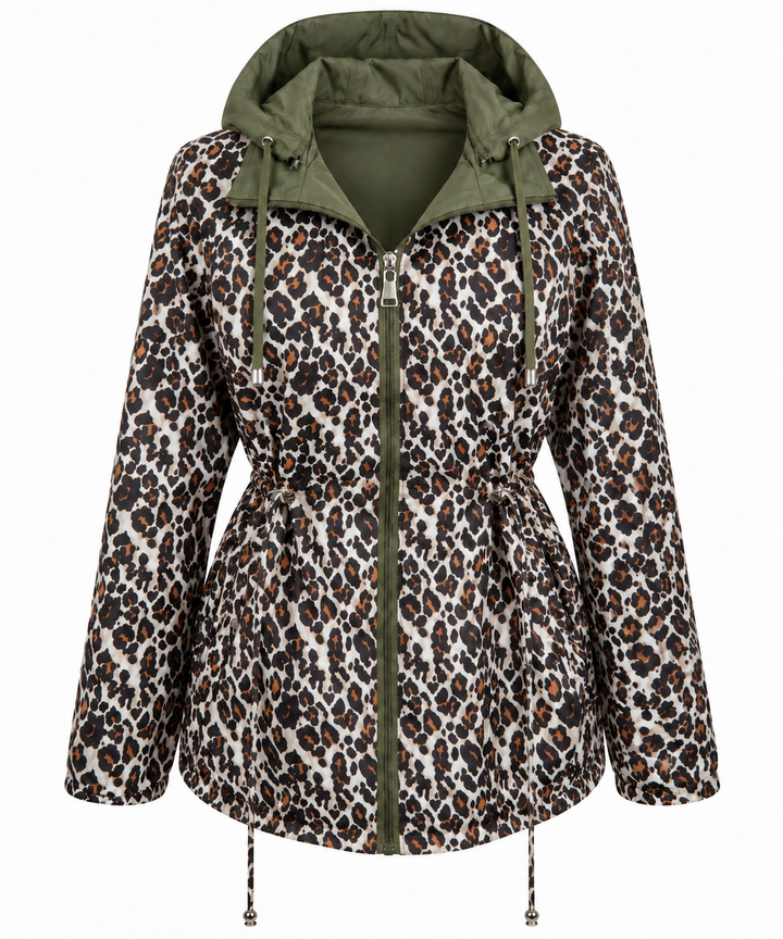 Reversible Leopard Raincoat Khaki