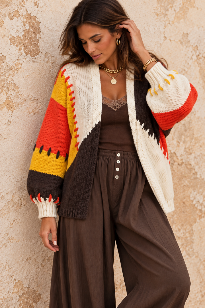 Lilia Autumn Stitch Cardigan Choc/Org