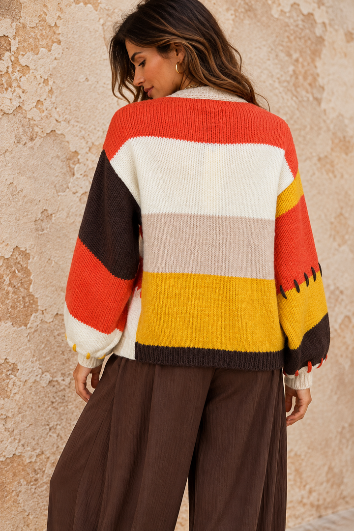 Lilia Autumn Stitch Cardigan Choc/Org