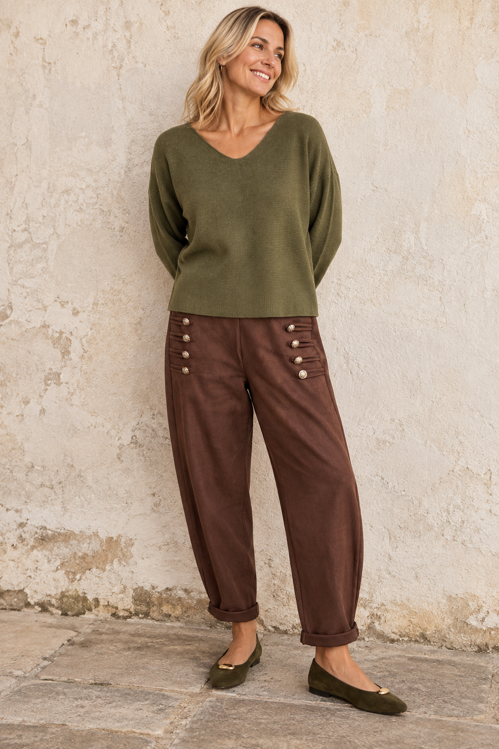 Winona Belted Military Trousers Chocolate