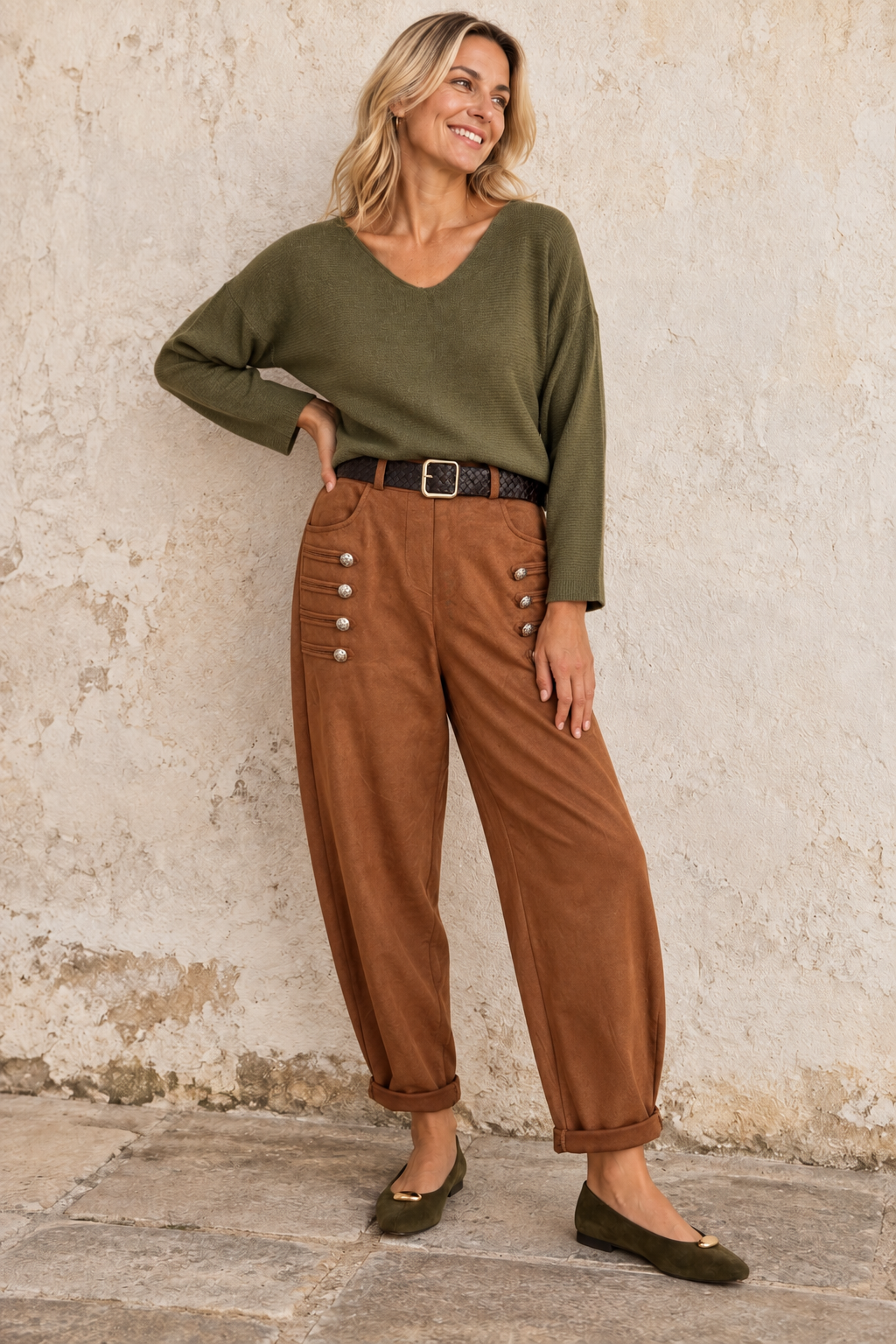 Winona Belted Military Trousers Tan