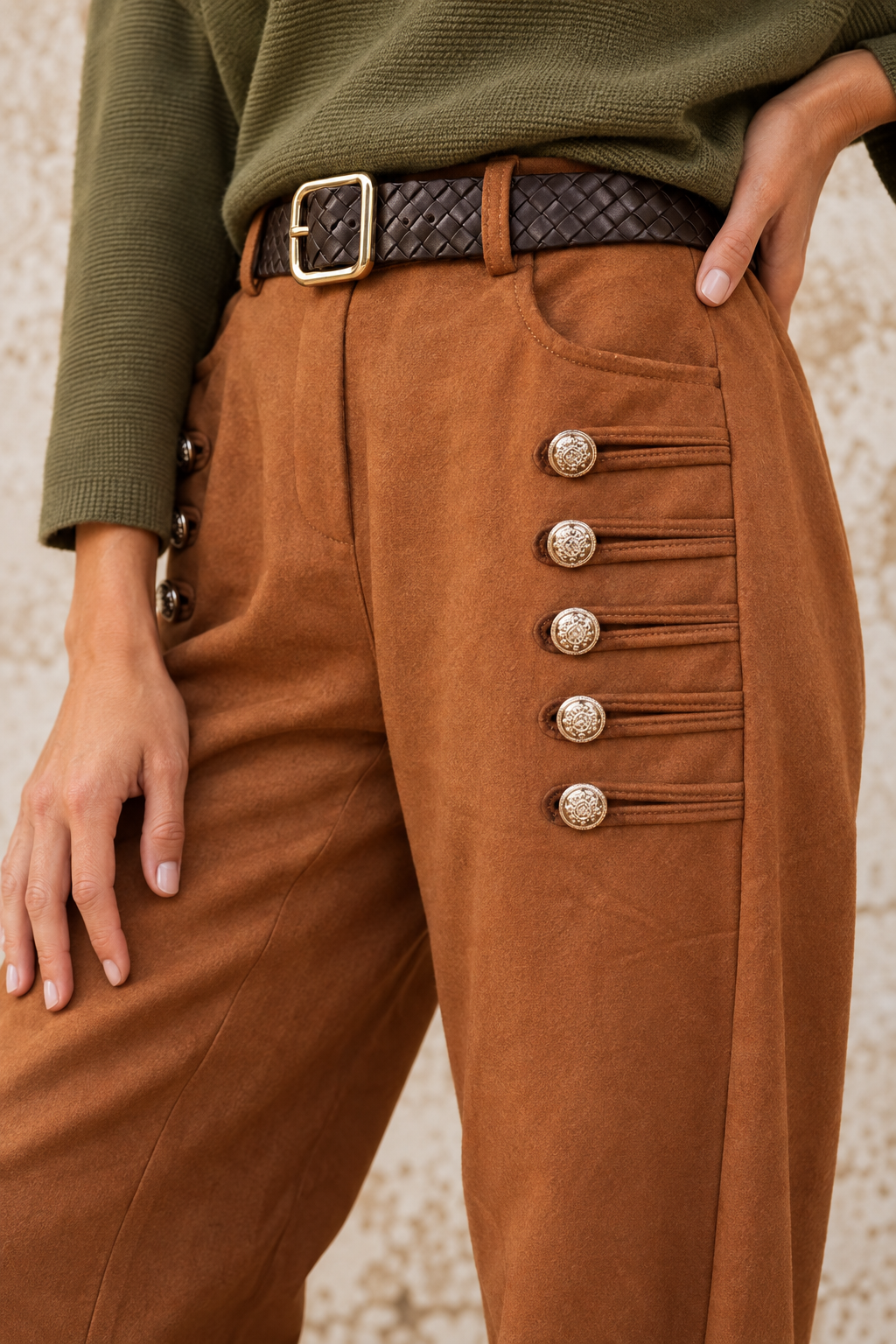 Winona Belted Military Trousers Tan
