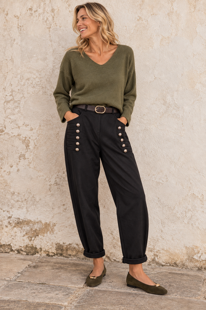 Winona Belted Military Trousers Black