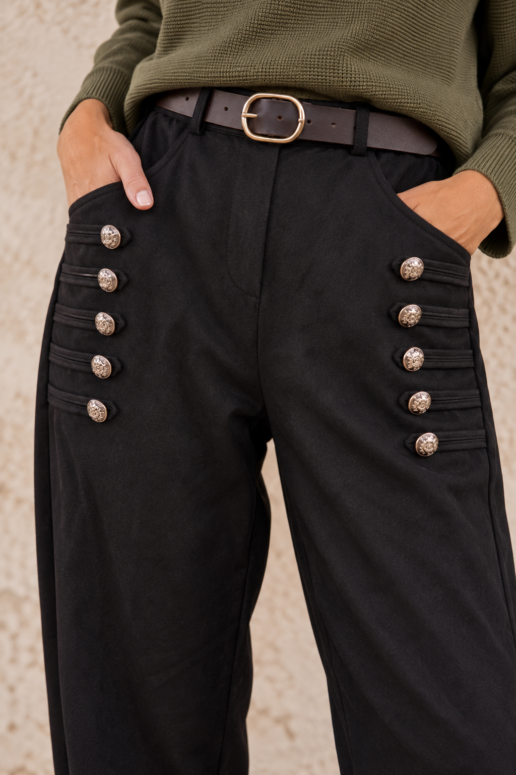 Winona Belted Military Trousers Black