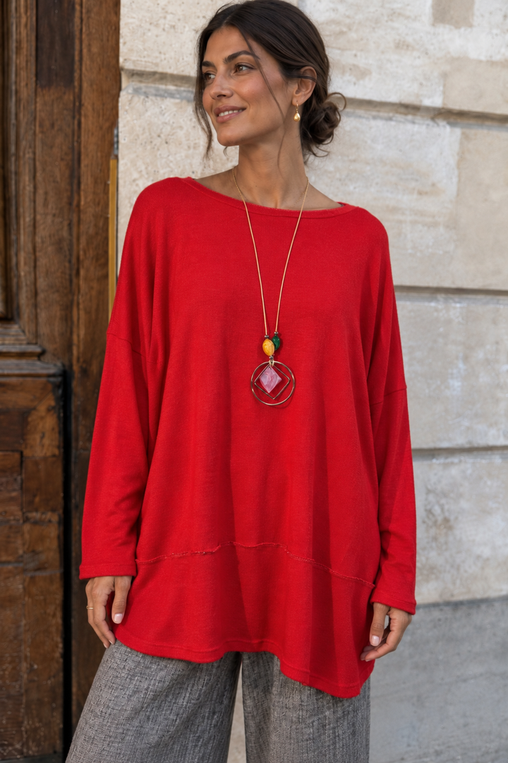 Agatha Lurex Edge Tunic Red