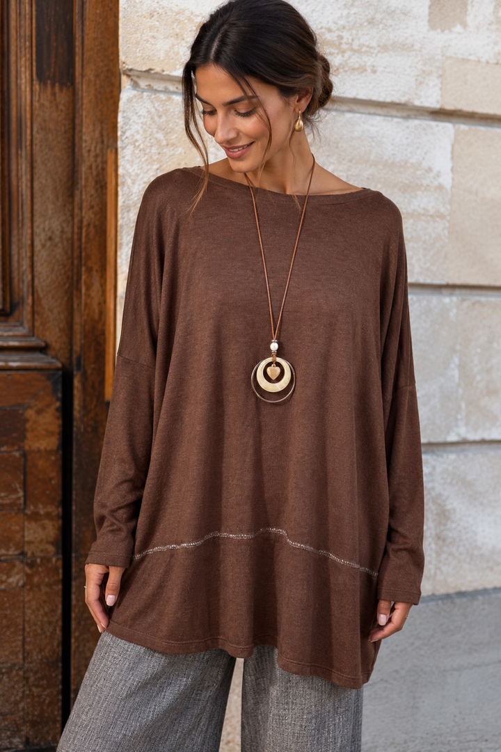 Agatha Lurex Edge Tunic Chocolate