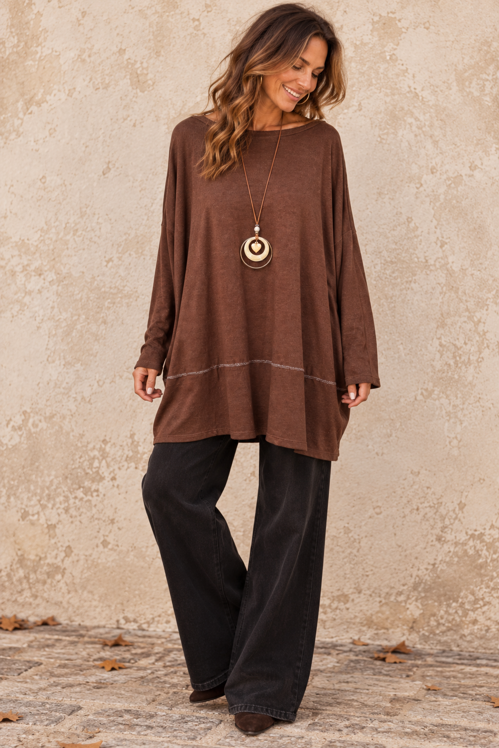 Agatha Lurex Edge Tunic Chocolate