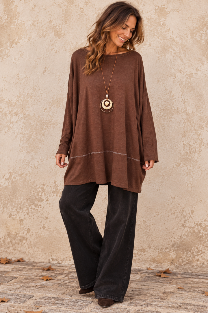 Agatha Lurex Edge Tunic Chocolate