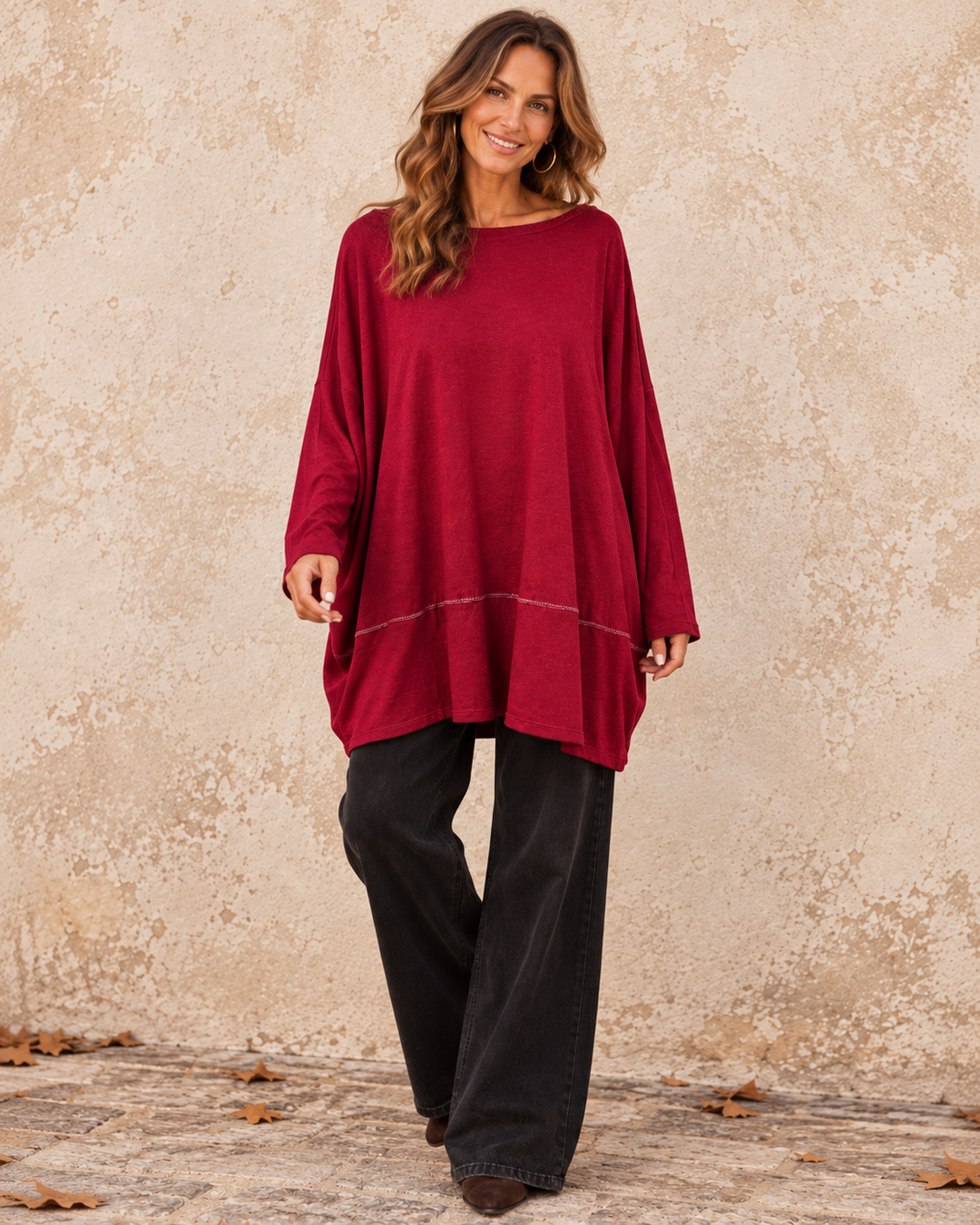 Agatha Lurex Edge Tunic Raspberry