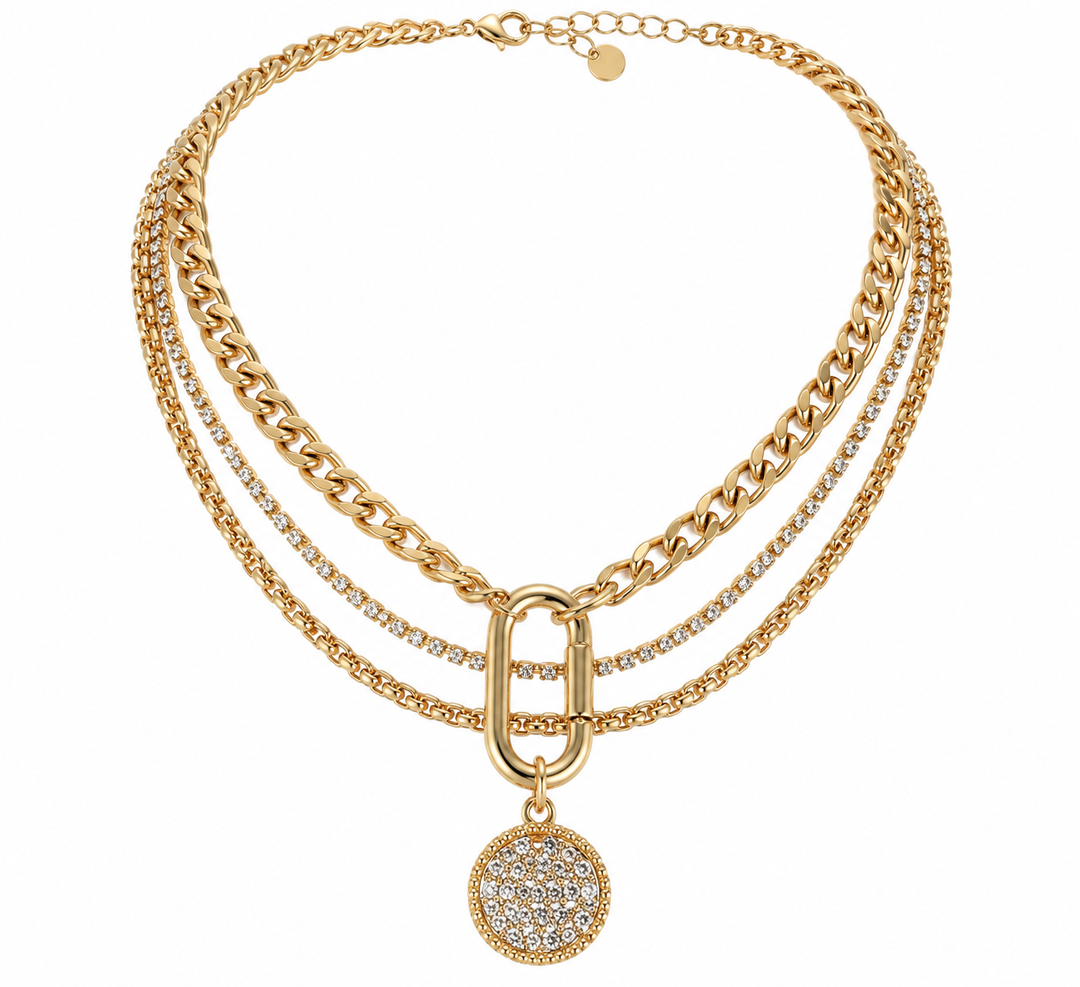 Carabiner Charm Necklace Gold