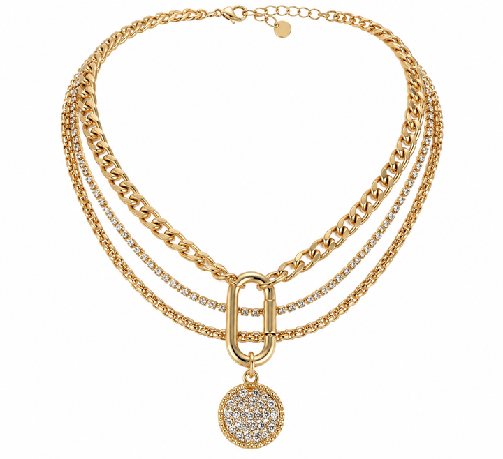Carabiner Charm Necklace Gold