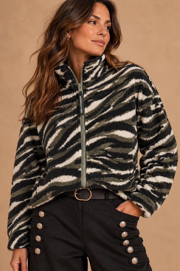 Blair Abstract Zebra Fleece Jacket