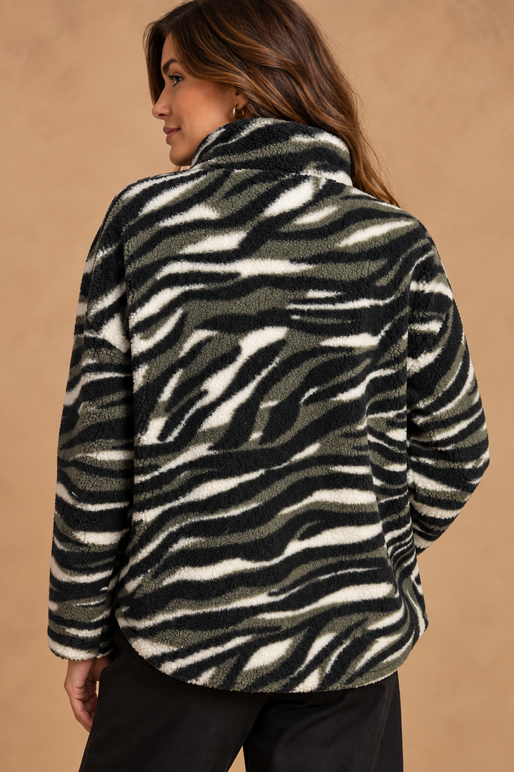 Blair Abstract Zebra Fleece Jacket