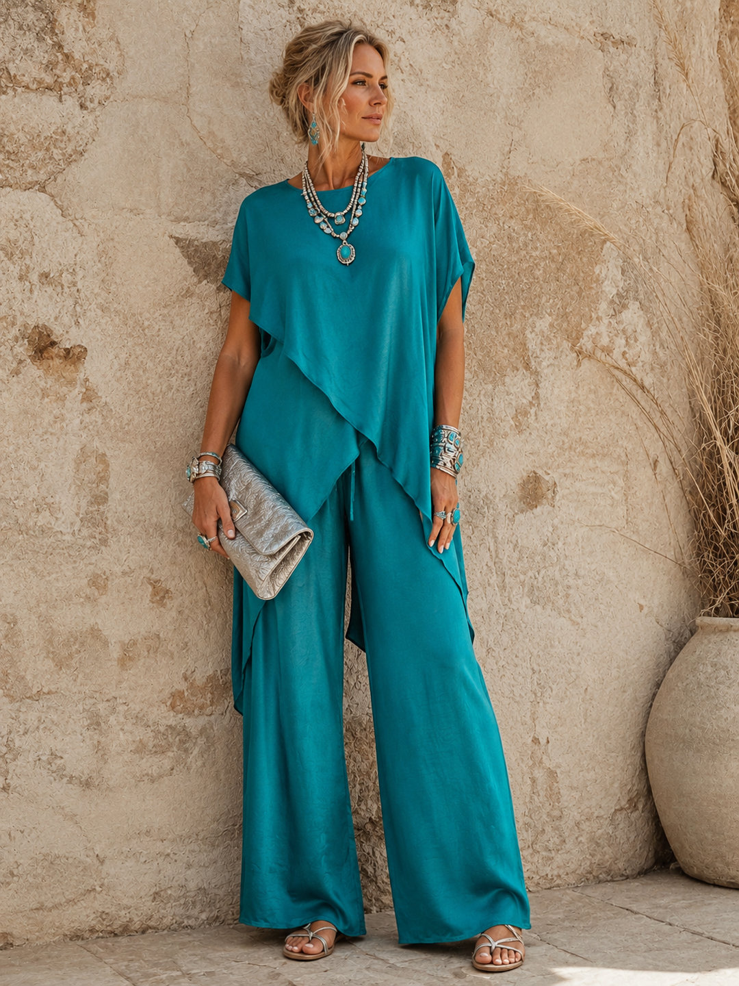 Portofino Satin Layering Top Teal