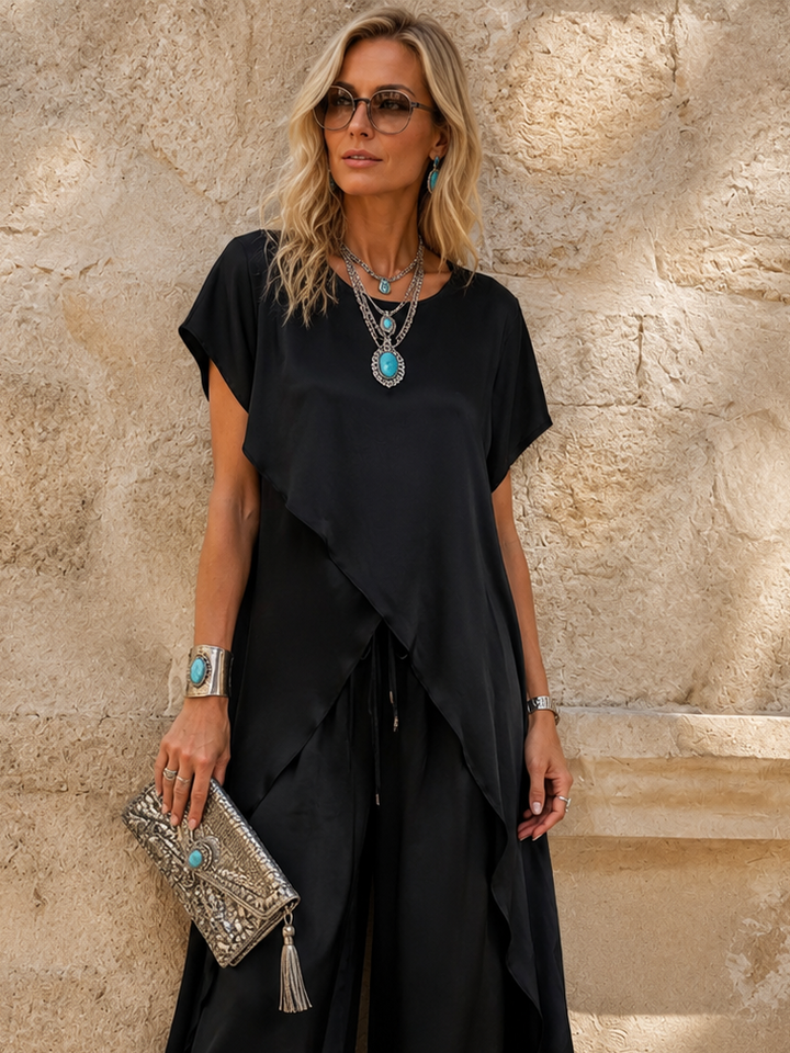 Portofino Satin Layering Top Black