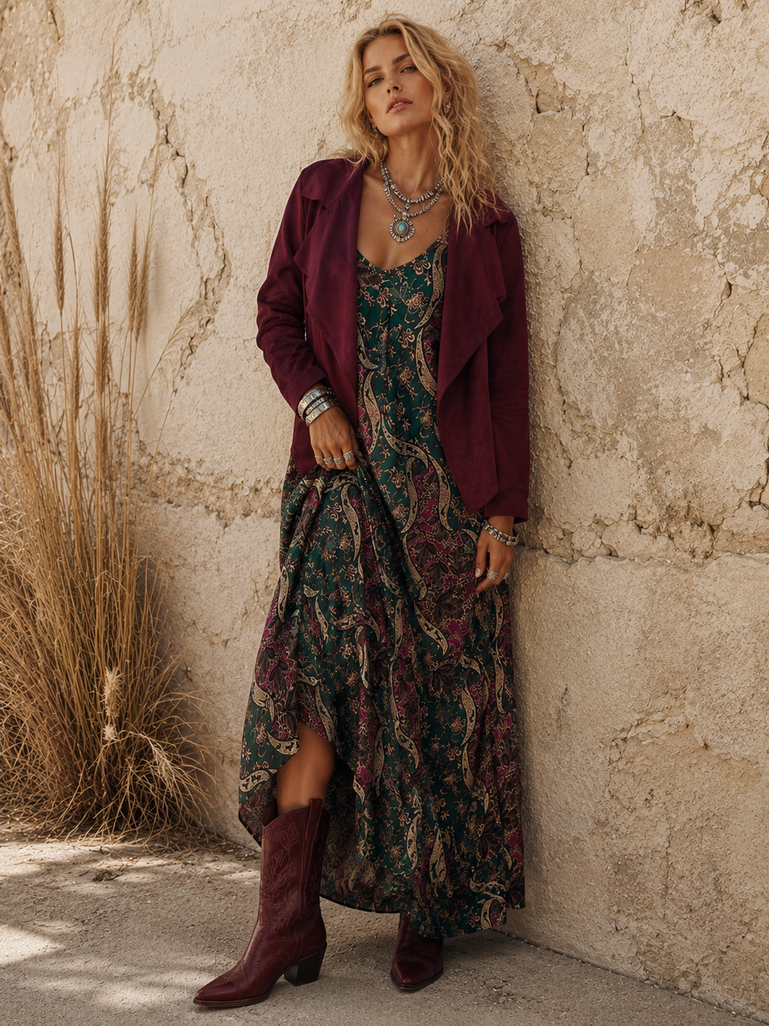 Verona Faux Suede Waterfall Jacket Plum