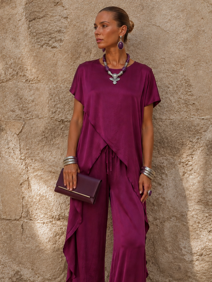 Portofino Satin Layering Top Magenta