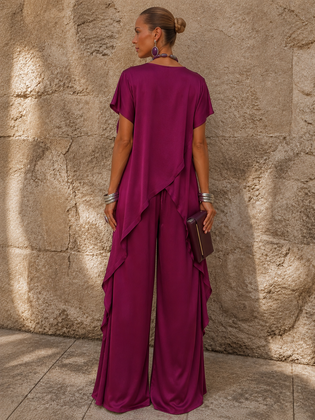 Portofino Satin Layering Top Magenta
