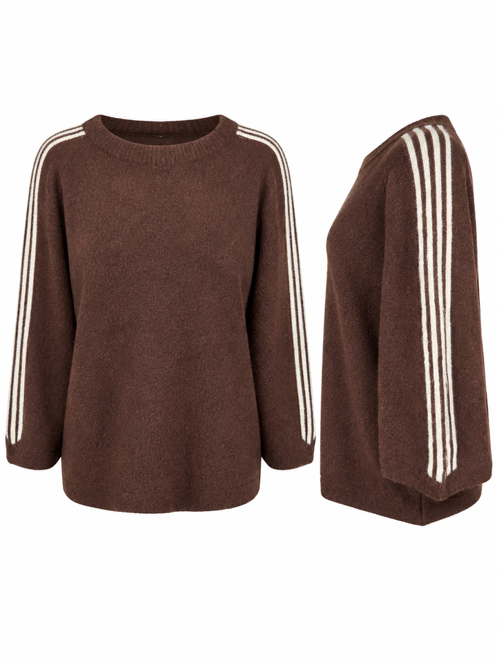 Shelley Striped Sleeve Jumper Chocolate