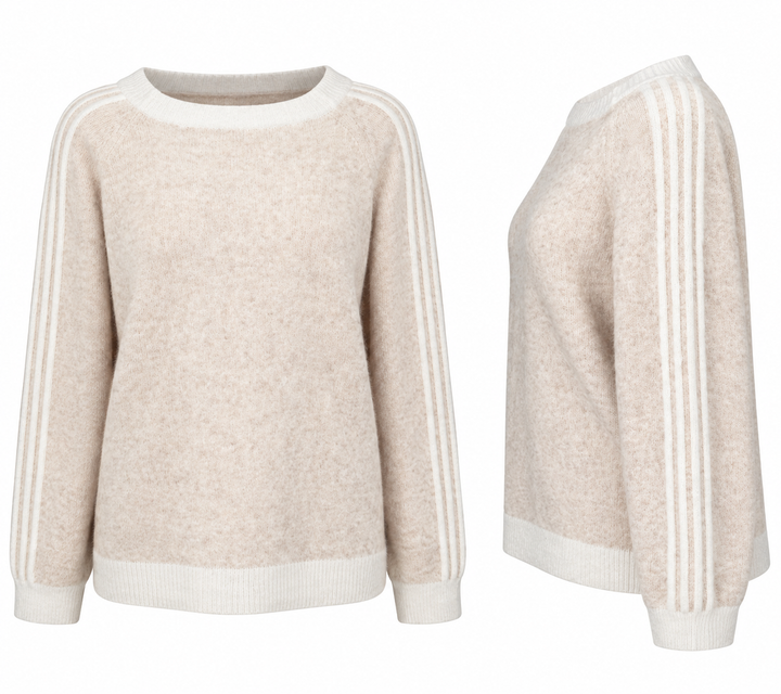 Shelley Striped Sleeve Jumper Beige
