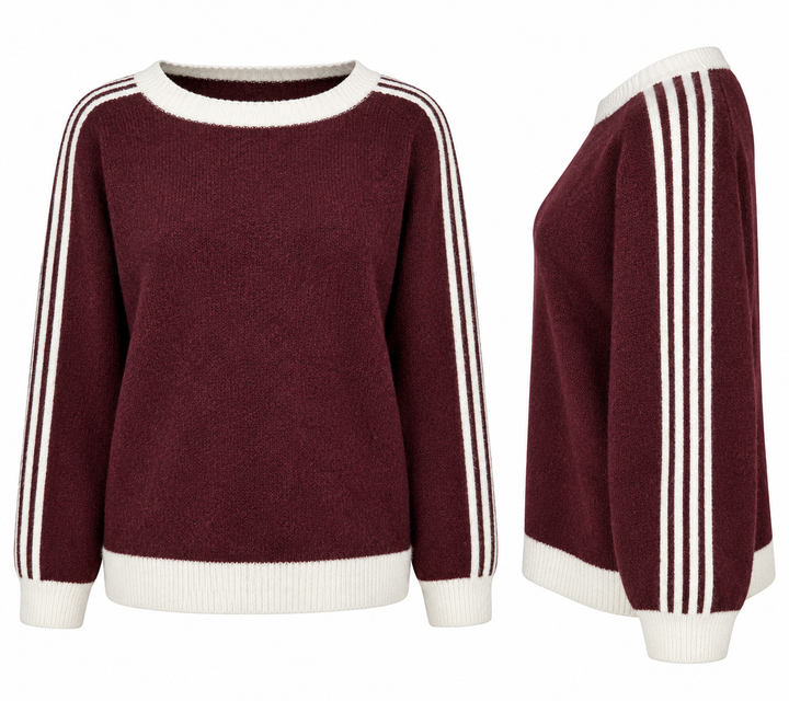 Shelley Striped Sleeve Jumper Burgundy