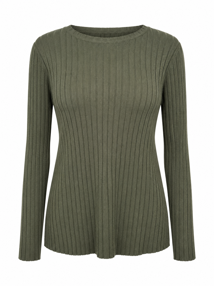 Tammy Rib Scoop Neck Top Khaki