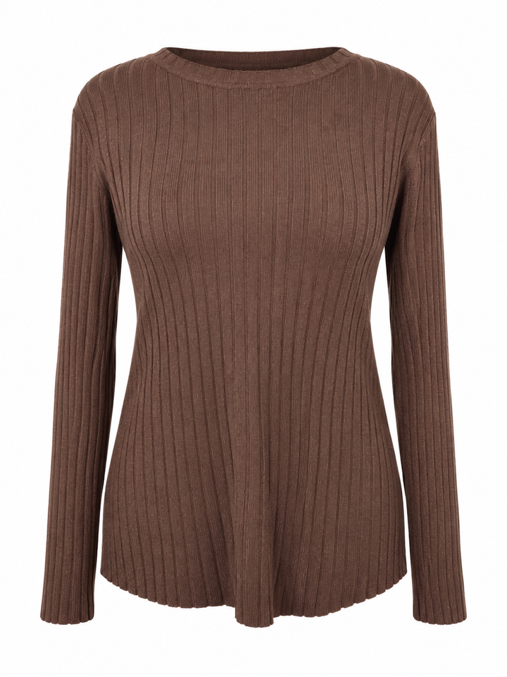 Tammy Rib Scoop Neck Top Chocolate
