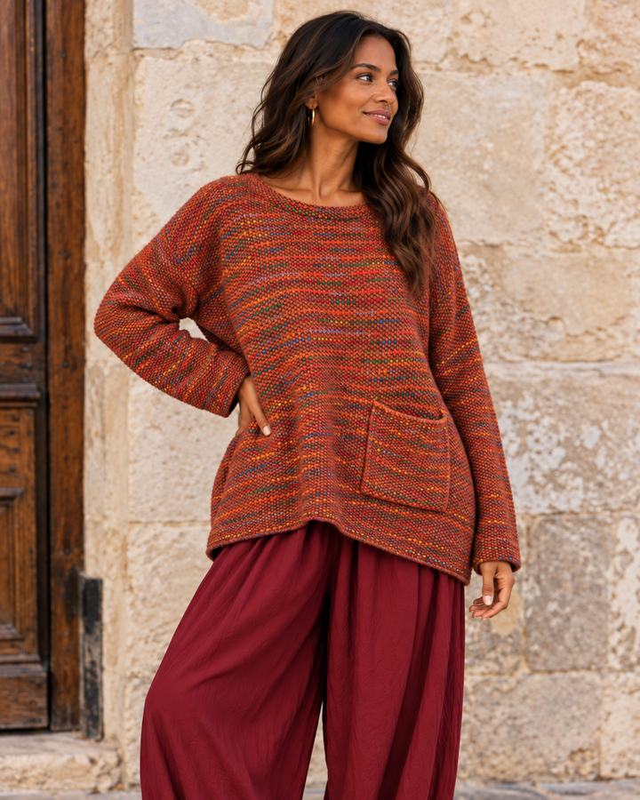 Beatrice Fleck Pocket Jumper Rust
