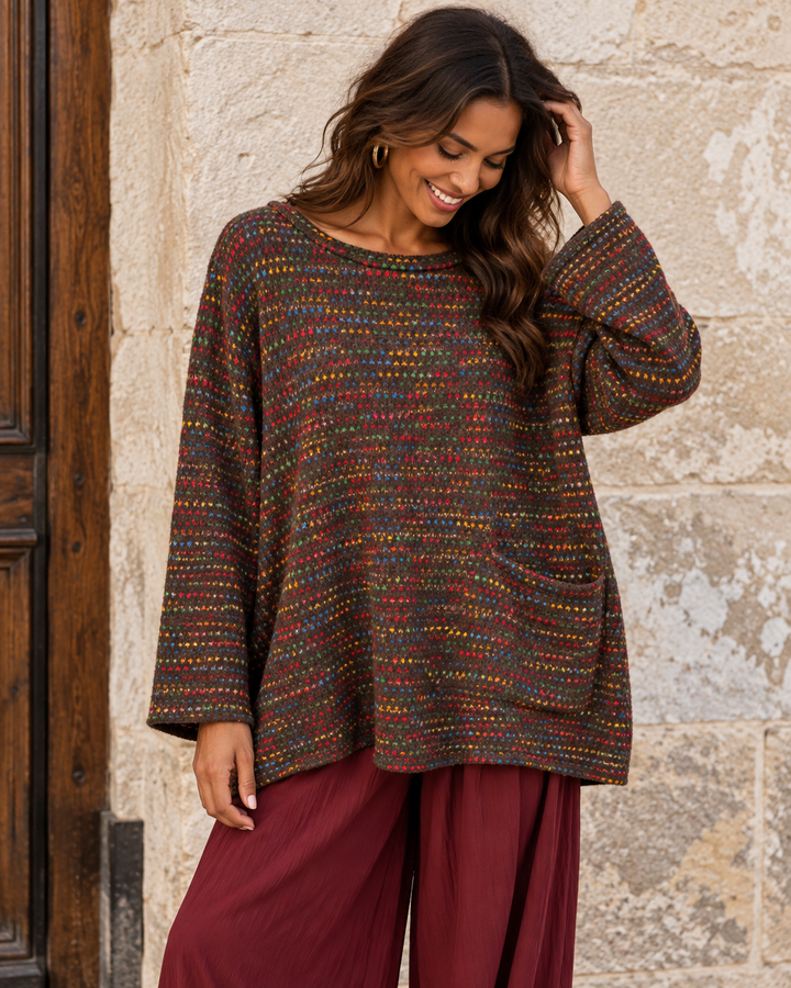 Beatrice Fleck Pocket Jumper Chocolate