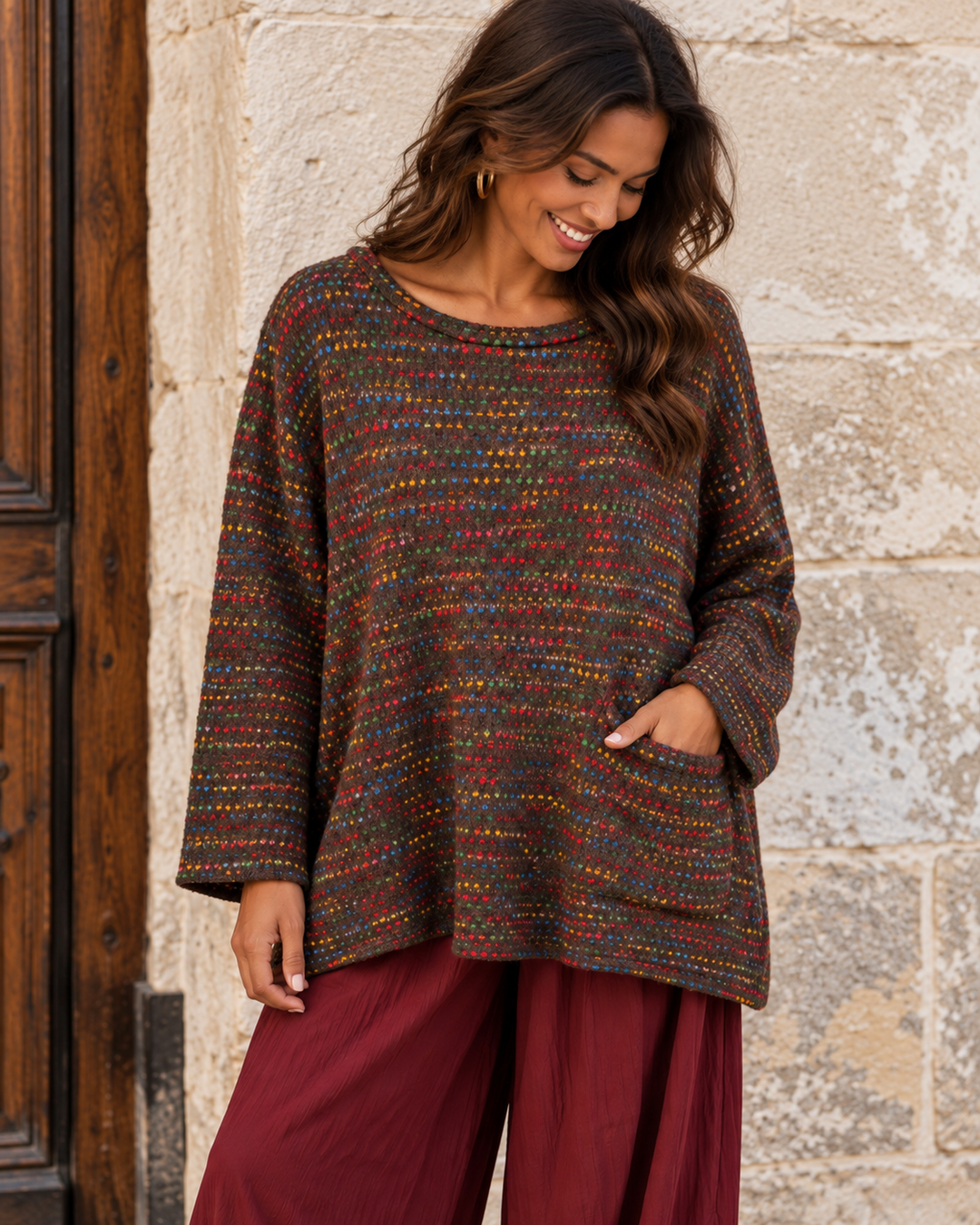Beatrice Fleck Pocket Jumper Chocolate