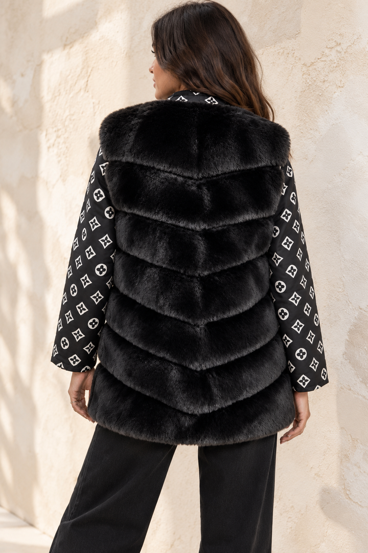 Thea Faux Fur Panel Gilet Black