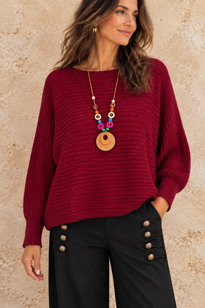 Eleanor Batwing Jumper Burgundy