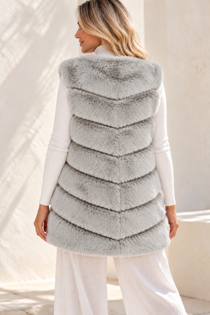 Thea Faux Fur Panel Gilet Silver