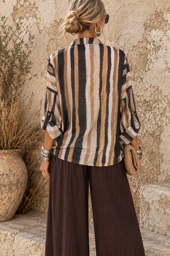 Abstract Stripe Tie Shirt Charcoal