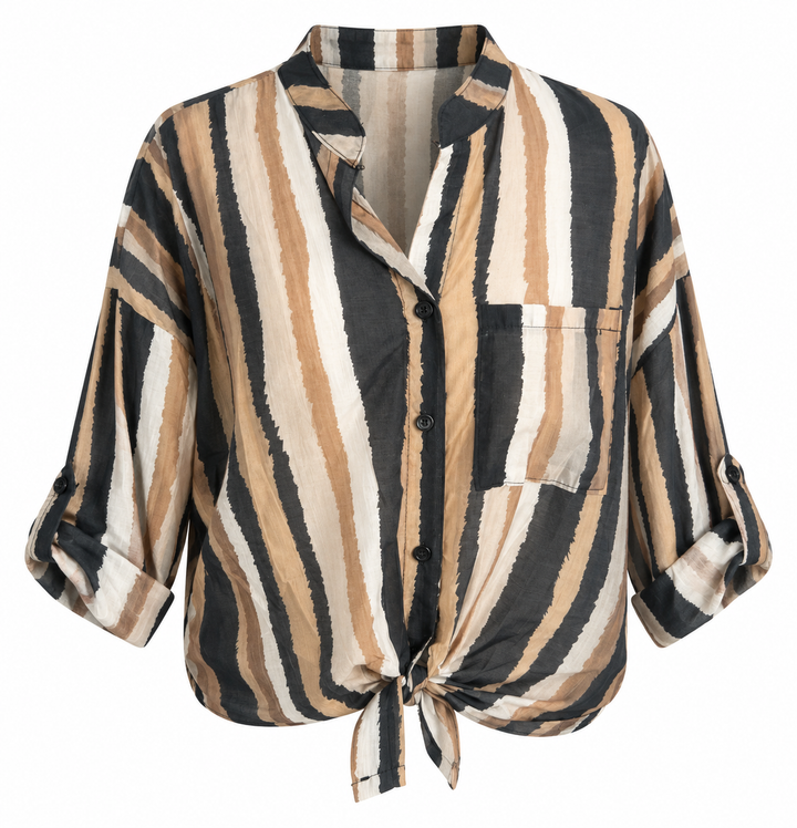 Abstract Stripe Tie Shirt Charcoal